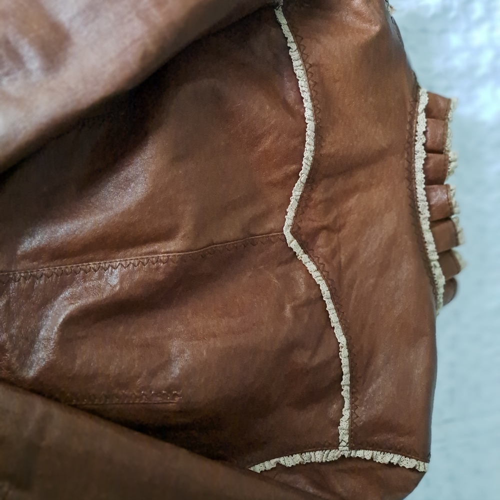 Brown Ruffled Women's Jacket - Picture 11 of 12
